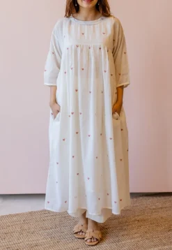 Isha Off White Jamdani Handloom Cotton A Line Kurta