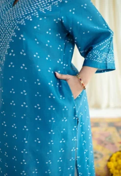 Jagvi Bandhani Chanderi Silk Kurta with Mukaish Detailing