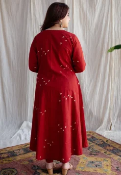 Jaipur Ajrakh Cotton Red Kali Kurta
