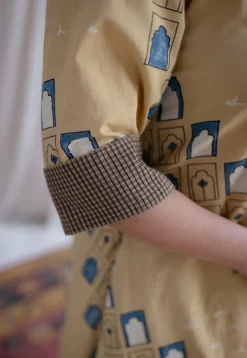 Jaipur Jharoka Ajrakh Cotton Hand Embroidered Kali Kurta