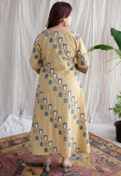 Jaipur Jharoka Ajrakh Cotton Hand Embroidered Kali Kurta