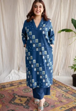 Jaipur Jharoka Ajrakh Cotton Kurta