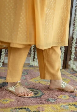 Jalsa Golden Chanderi Silk Jhabba Kali Kurta Set (Set of 3)