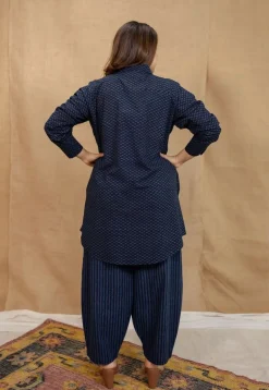 Jazza Navy Blue Ajrakh Cotton Straight Kurta