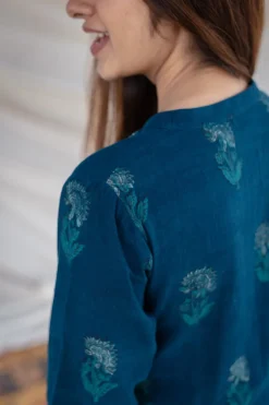 Jinal Slub Cotton Indigo Kurta
