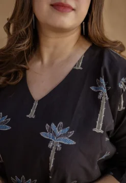 Jinat Charcoal Ajrakh Cotton Jhabba Kali Kurta