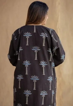Jinat Charcoal Ajrakh Cotton Jhabba Kali Kurta