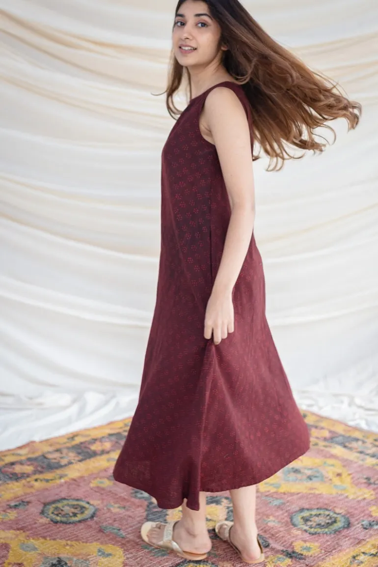 Jinisha Slub Cotton Brown Dress