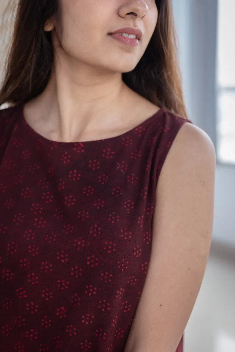 Jinisha Slub Cotton Brown Dress