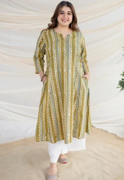 Kaina Green Batik Kali Cotton Kurta