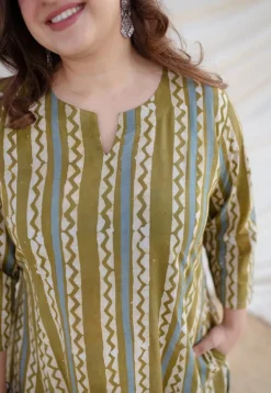 Kaina Green Batik Kali Cotton Kurta