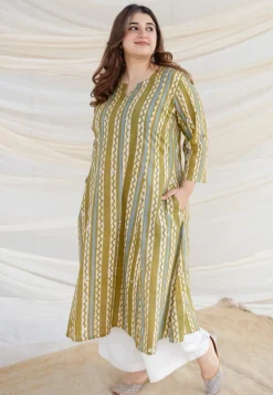 Kaina Green Batik Kali Cotton Kurta