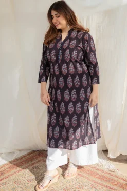 Kalindi Ajrakh Straight Cotton Kurta