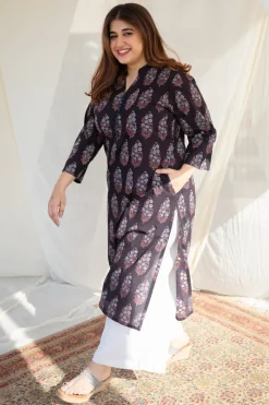 Kalindi Ajrakh Straight Cotton Kurta