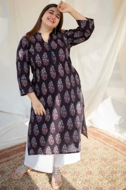 Kalindi Ajrakh Straight Cotton Kurta