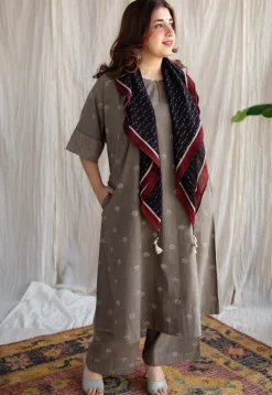 Kamal Ajrakh Cotton Hand Embroidered Co-Ord Set (Set of 2)