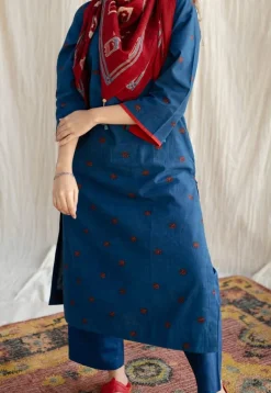 Kamal Indigo Ajrakh Cotton Straight Kurta