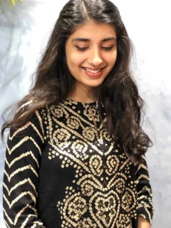 Kashvi Black Bandhej Kurta + Dupatta
