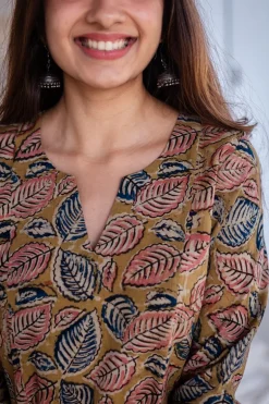 Kaya Kalamkari Cotton Yellow Kurta