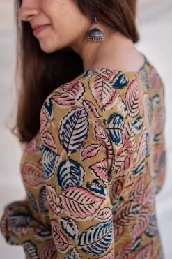 Kaya Kalamkari Cotton Yellow Kurta