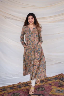 Kaya Kalamkari Cotton Yellow Kurta