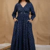 Kimaya Indigo Ajrakh Cotton A Line Dress