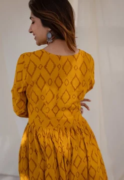 Kimaya Yellow Wrap Around Slub Cotton Dress