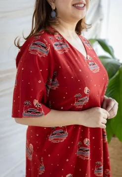 Kochi Madder Ajrakh Cotton A Line Dress