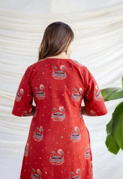 Kochi Madder Ajrakh Cotton A Line Dress