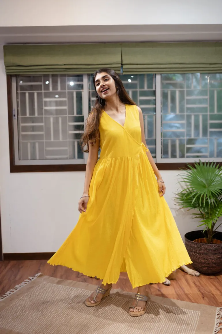 Leema Crinkled Cotton Wrap around Kurta