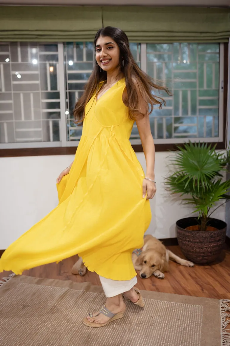 Leema Crinkled Cotton Wrap around Kurta