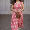 Libha Coral Hand Block Print Slub Cotton A Line Dress