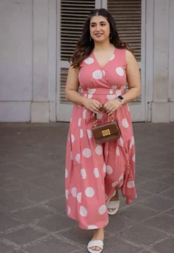 Libha Coral Hand Block Print Slub Cotton A Line Dress