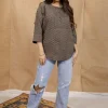 Maha Dark Brown Ajrakh Cotton Straight Short Top