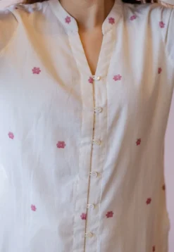 Mahi Off White Jamdani Handloom Cotton Straight Kurta