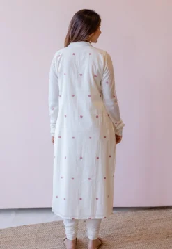Mahi Off White Jamdani Handloom Cotton Straight Kurta
