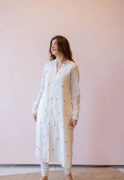 Mahi Off White Jamdani Handloom Cotton Straight Kurta