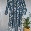 Malika Blue Dabu Slub Cotton Kali Kurta