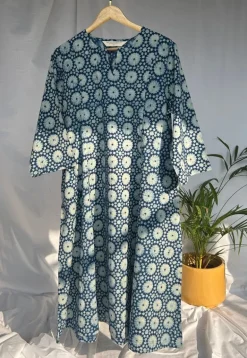 Malika Indigo Dabu Cotton Kali Kurta