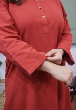 Maroon Handspun Handwoven Cotton Kurta