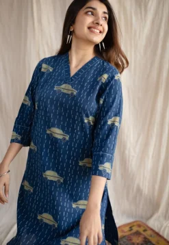 Mayra Ajrakh Cotton Hand Embroidered Kurta