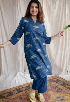 Mayra Ajrakh Cotton Hand Embroidered Kurta