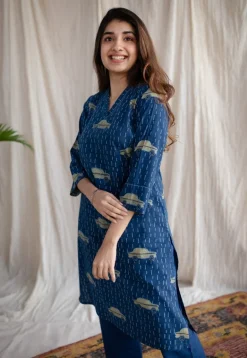 Mayra Ajrakh Cotton Hand Embroidered Kurta