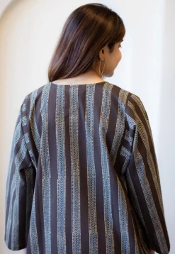 Meeta Charcoal Ajrakh Cotton Anti-Fit Kurta