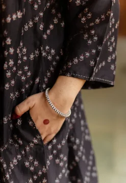 Melina Black Ajrakh Chanderi Silk Jhabba Kali Kurta with Hand Embroidery