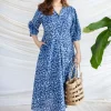 Milani Indigo Dabu Cotton A Line Dress