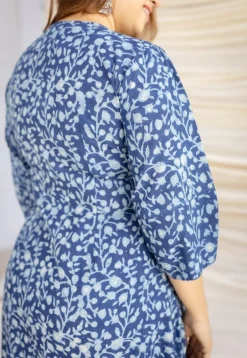 Milani Indigo Dabu Cotton A Line Dress