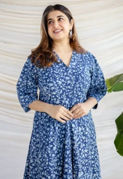 Milani Indigo Dabu Cotton A Line Dress