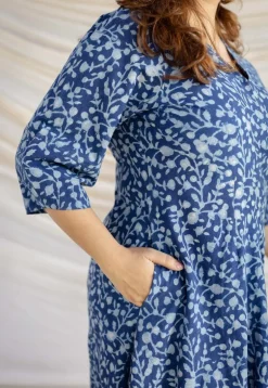 Milani Indigo Dabu Cotton A Line Dress