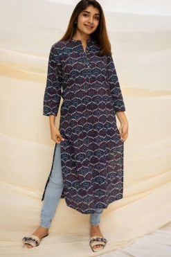 Mir Ajrakh Indigo Cotton Kurta